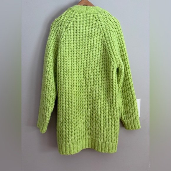 Zara neon Lime Green Open-Front Cardigan size medium - Picture 6 of 6